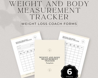 Weight and Body Measurement Tracker for Weight Loss Coaching, Weight Loss Tracker, Weight Loss Journal, Fitness Planner, DD-WC02