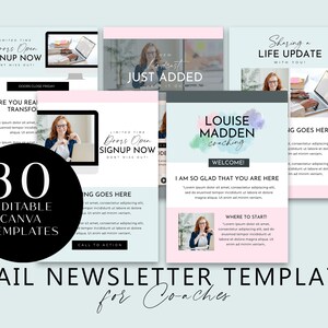 Modèle de marketing par e-mail Canva, Kit de modèle de newsletter, Modèles d&#39;entraîneur, Courriels de vente de créateur de cours, Marketing de contenu, Aquarelle, DD-C05