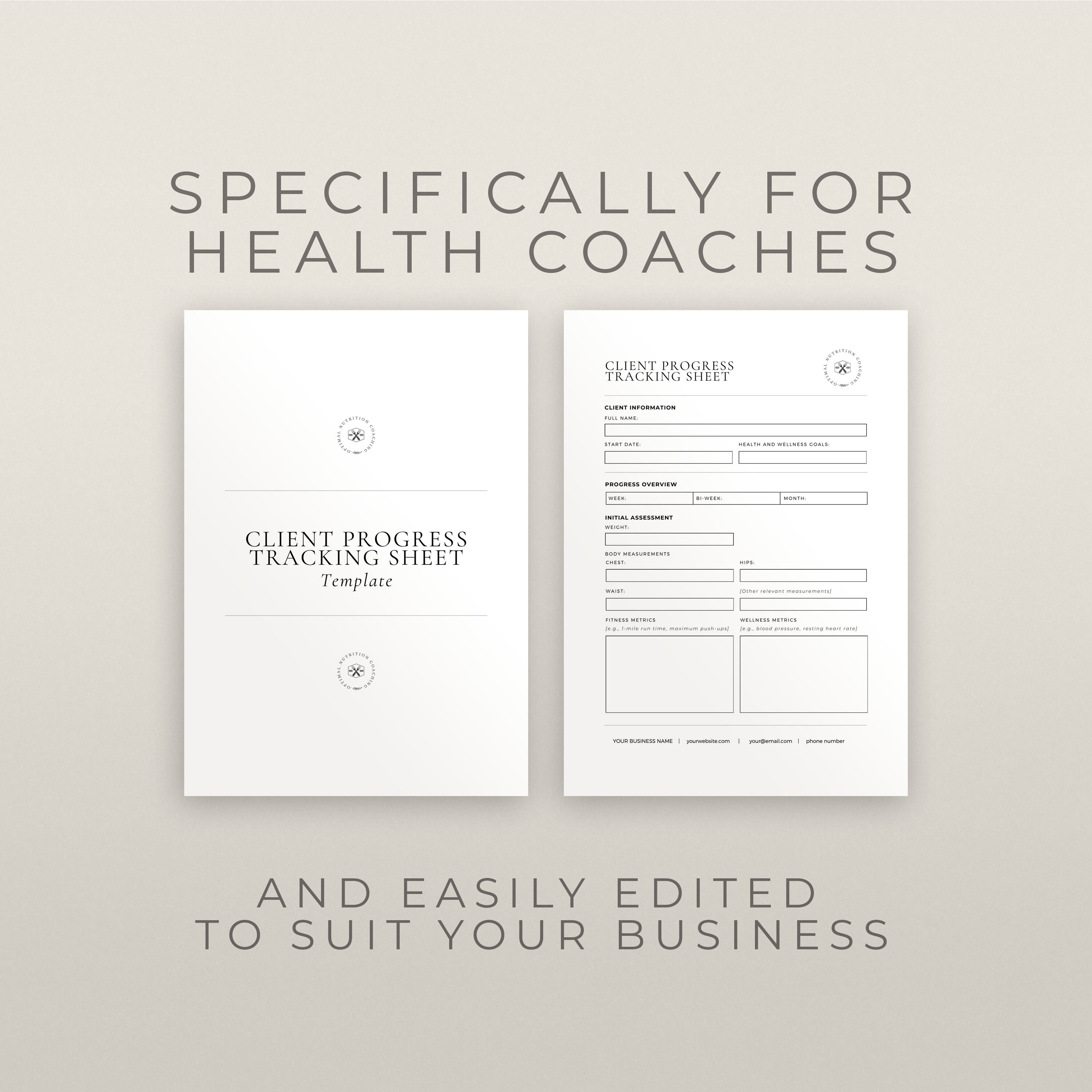 Health Coach Client Progress Tracker, Coaching Template, Progress ...