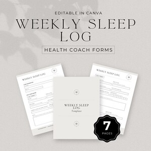 Health Coach Weekly Sleep Log, slaapvolgformulier, slaaptracker, slaapdagboek, slaapdagboek, slaaplogboeksjabloon, DD-HC03
