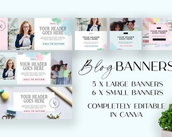 Canva Blog Template, Professional, Watercolour, Blogging Banners for Coaches, Coaching Templates, website template coach, DD-C05