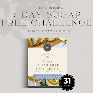 7 Day Sugar-Free Challenge health coach lead magnet coaching template canva sugar detox challenge workbook healthy eating, DD-HC01