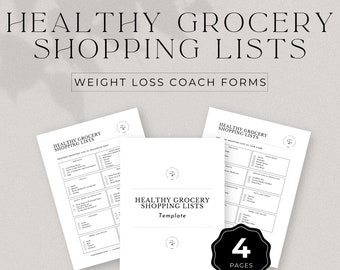 Healthy Grocery Shopping Lists Weight Loss Coach, Grocery Checklist, Healthy Eating, Forms for Coaches, Healthy Grocery Template, DD-WCMIN