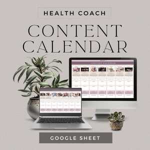 Health Coach Google Sheets Content Calendar, Social Media Content, Business Planner, Social Media Calendar, Health Coach Content, DD-HC02