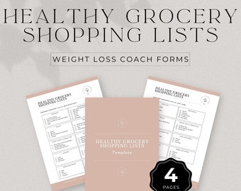 Healthy Grocery Shopping Lists for Health Coach, Food Shopping List, Printable Food List, Digital Grocery List, Healthy Meal Plan, DD-WC01