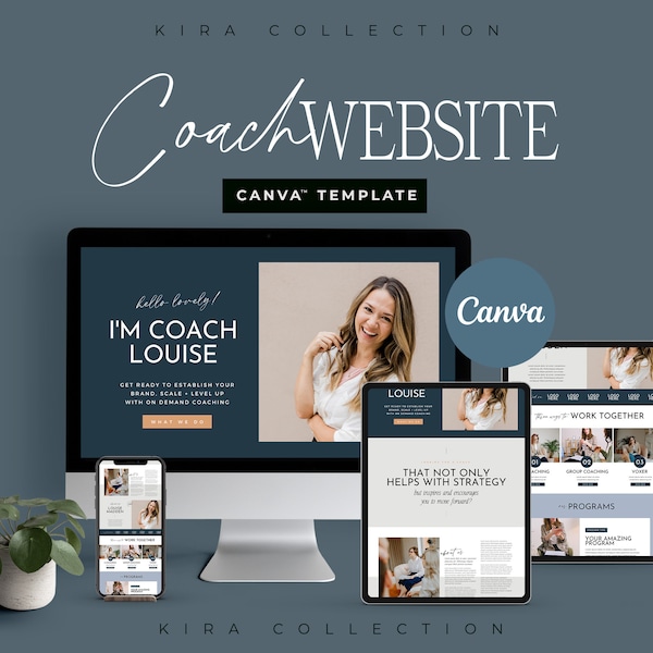 Modèle de site Web de coaching canva moderne professionnel, page de vente du programme Coach de marque professionnelle et prête à l'emploi, DD-C03