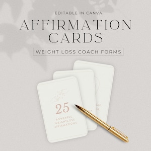Tarjetas de afirmación de entrenador de pérdida de peso, Tarjetas motivacionales, Tarjetas de aliento, Recursos de entrenamiento, Contenido de entrenamiento para afirmaciones, DD-WC01