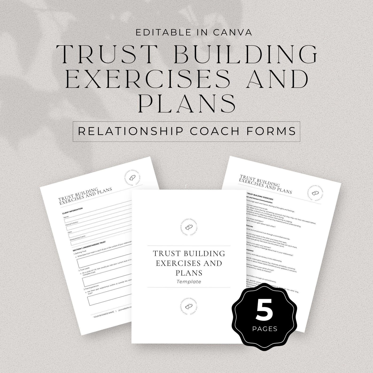 Relationship Coach Trust Building Exercises and Plans Template ...