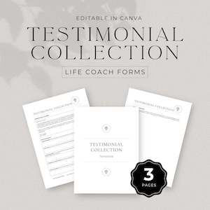Testimonial Collection Vorlage für Life Coach, Kundentestimonial, zukünftige Referenz, Feedback-Formular für Coaches, digitales Formular, DD-LCMIN