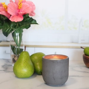 Pear Scented Candle | Concrete Candle | Soy Wax Candle | Fruity | Floral | Self Care Gift | Concrete Home Decor | Bridal Shower Gift