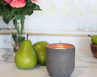 Pear Scented Candle | Concrete Candle | Soy Wax Candle | Fruity | Floral | Self Care Gift | Concrete Home Decor | Bridal Shower Gift