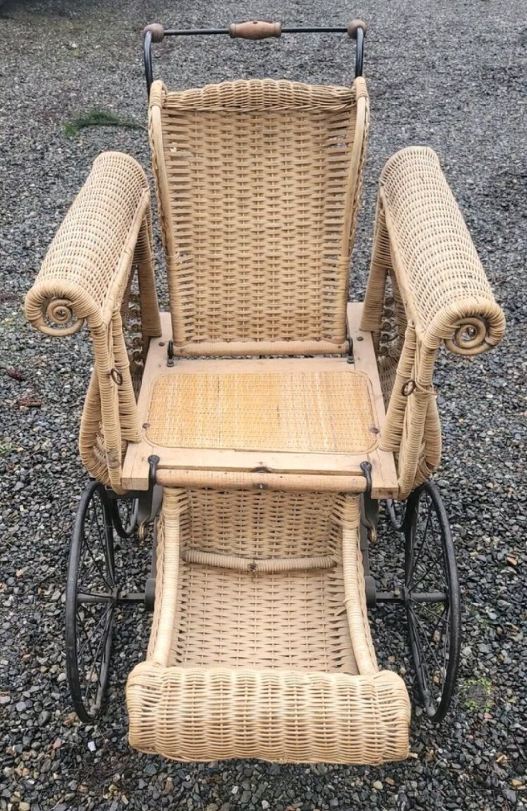 Antique Wicker Buggy Carriage Large All Working Parts Pillow Etsy