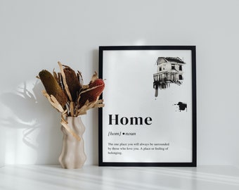 Home Dictionary definition print, digital download, art print, print at home, Wall art