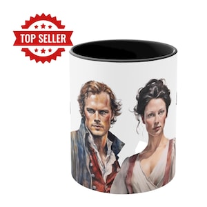 Outlander Fan Mug: Jamie and Claire Wedding Vows, Watercolor Ceramic Cup