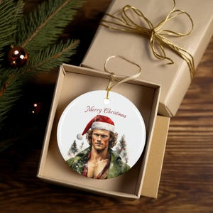Jamie Fraser Ceramic Ornament: Watercolor Holiday Decor Gift