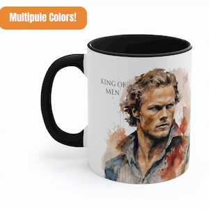 Ceramic JAMIE Fraser Mug, Lallybroch, King Of Men Two Tone Coffee Cup, Mothers Day Gift, Jamie and Claire Fraser