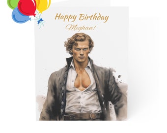 Personalized JAMIE Fraser Birthday Cards, Beautiful Custom Artisan Watercolor  BDay Cards, Perfect for Series Fans