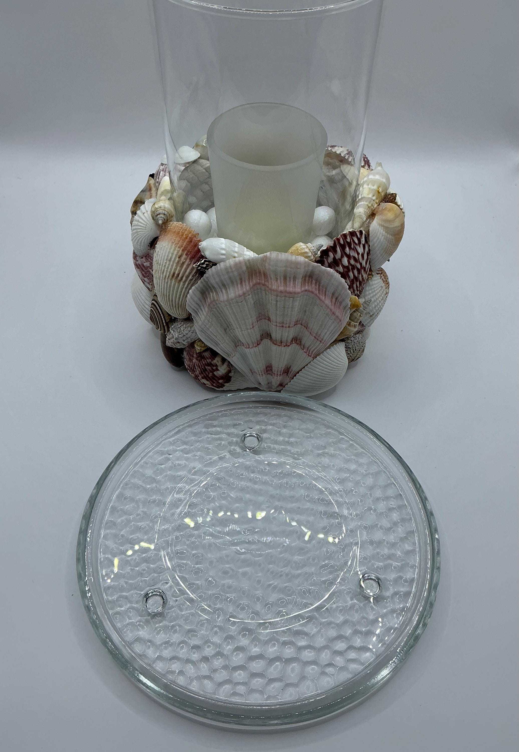 Shell Candle Container New Shell Candle Holder Pillar Holder Decorated With Shells Includes ...