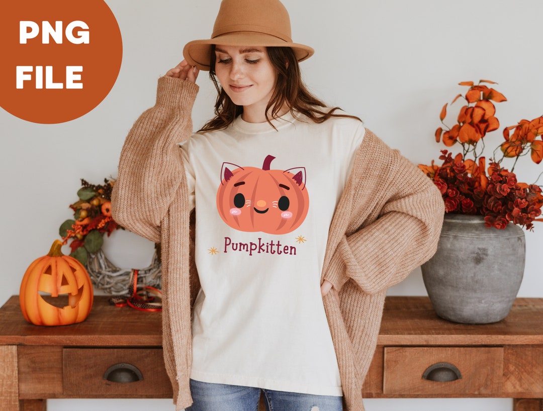 Pumpkin Cat PNG, Cute Kitten PNG, Fall Cartoon PNG, Spooky Cat, Warm ...