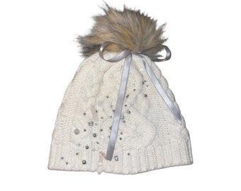 Bows & beads Pom Pom beanie