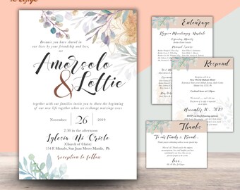 Floral-themed Wedding Invitation Set