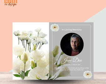 Editable Funeral Memorial Card Template | Canva | Instant Download