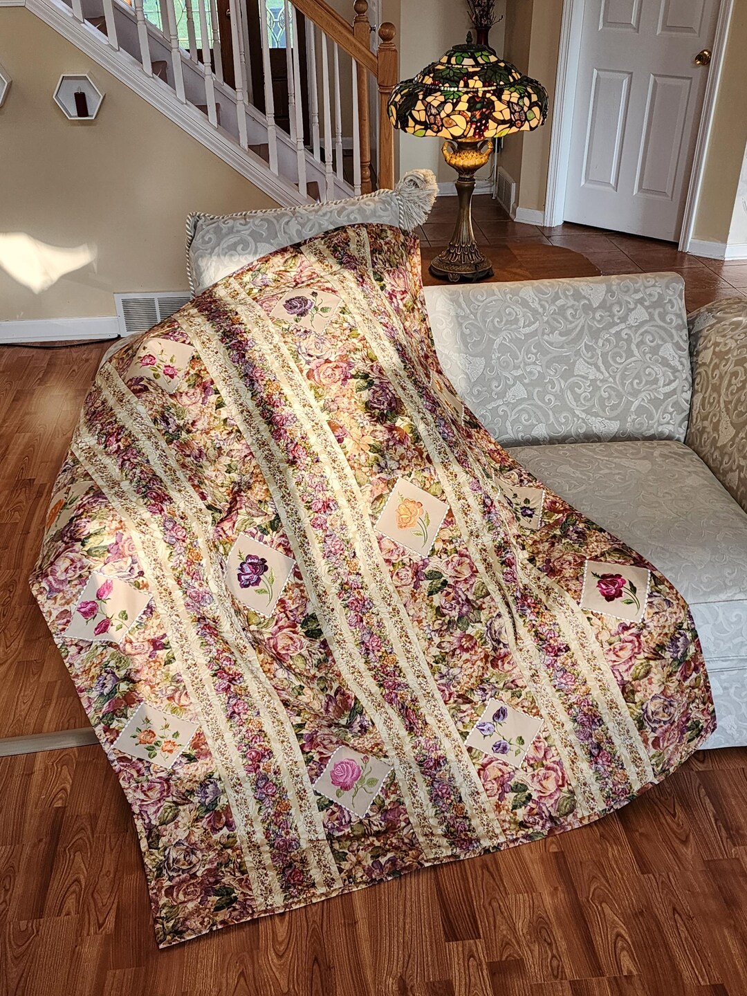 FROSTED ROSES Embroidered Throw - Etsy