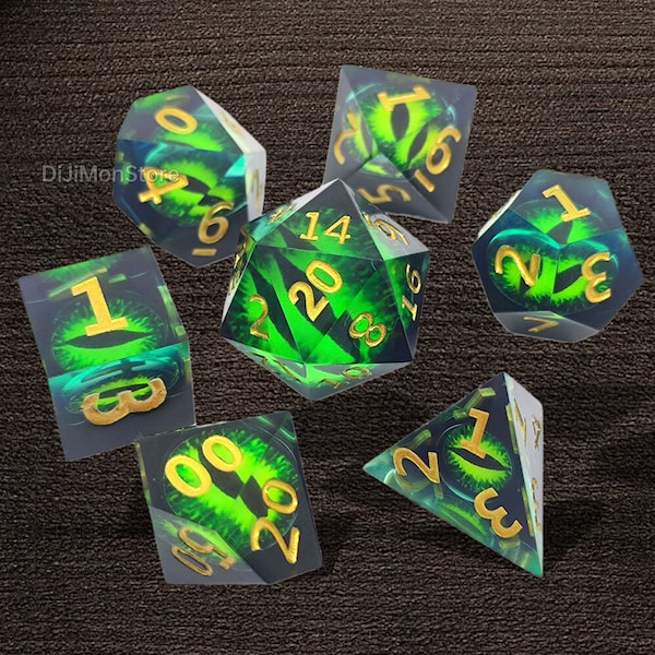 Dragon Eye DND Dice Set for Role Playing Games Dungeons and Dragons Dice Set Gift for Him Devil's Eye Cthulhu Dice
