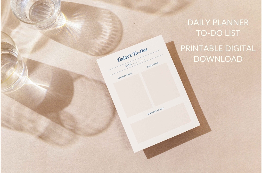 Printable Daily Planner To-do List | Blue + Pink | Digital Download ...