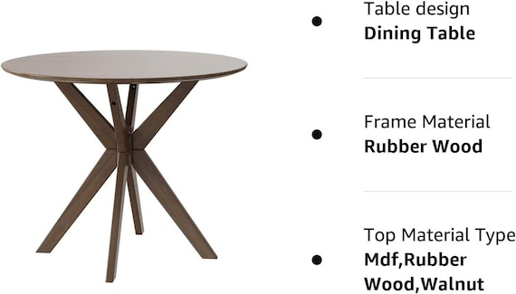 36 Inch Round Wood Dining Table Farmhouse Kitchen Table With