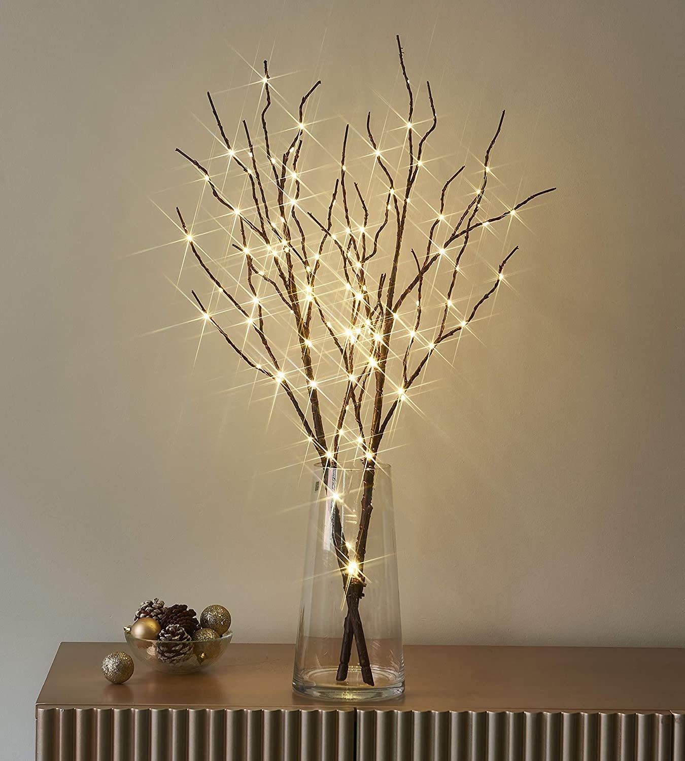 Rami chiari marrone con 20 led - rami decorativi di salice