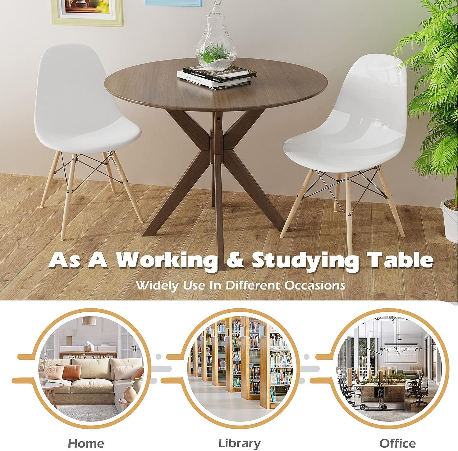 36 Inch Round Wood Dining Table Farmhouse Kitchen Table With
