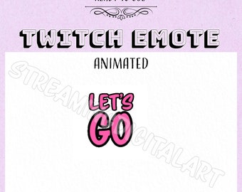 Emote animata di Twitch Pink Let's Go - GIF con testo tremante - Raduna i tuoi spettatori!