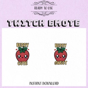 Strawberry Emote Set - 256x256 PNG for Twitch - Berry Cute and Berry Sweet Expressions!