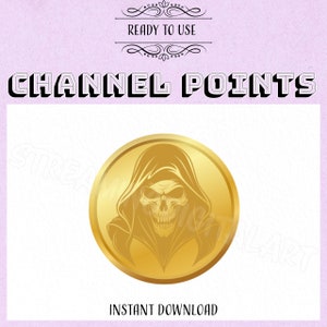 Złota moneta Grim Reaper Twitch Emote i ikona punktów kanału (PNG)