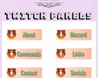 Donut Bear | 30 Twitch Panels + Free Stream Offline Video Player Banner - Instant Download
