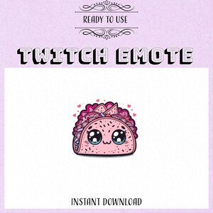 Kawaii Pink Taco Emote - 256x256 PNG for Twitch - Adorable Channel Point Reward!