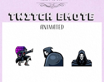 Set of 3 Animated Grim Reaper Twitch Emotes | Headbanging Twerking Disco Dancing | 28x28-500x500 GIFs