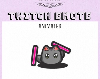 Dancing Cat Twitch Emote: Gray Cat with Magenta Glow Sticks (GIF Bundle)