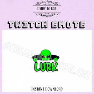 May include: Green alien peeking out of a black hole with the word "Lurk" written in white letters.