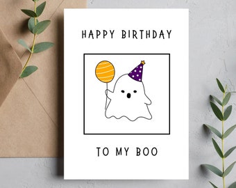 Happy birthday to my boo | Halloween Geburtstagskarte | Oktober Geboren Geburtstagskarte | Ehemann Geburtstagskarte | Freund Grußkarte |