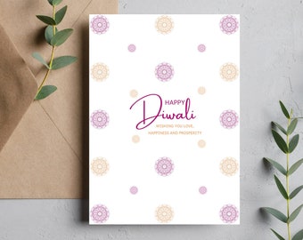 Carte de vœux Joyeux Diwali | Salutations Deepawali | Cartes simples ou pack de cartes | Cartes de vacances sud-asiatiques | Cadeau Diwali | Cartes de festival hindou