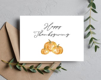 Thanksgiving Card | Happy Thanksgiving Greeting Card | Watercolor Pumpkin Thanksgiving Card | Set of Cards Available | Holiday Cards |