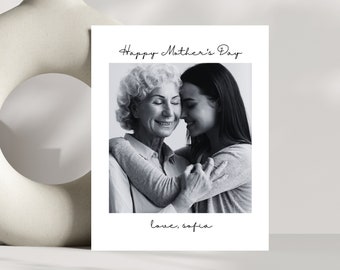 Custom Mother's Day Photo Greeting Card | Mother Daughter BW Photo Card | Personalized Mother's Day Card | Custom Photo Card For Mom