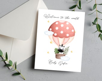 Personalized New Baby Card | New Born Baby Card | Welcome to the World Card | Baby Girl Card | New Baby Girl Parents Card | Welcome Card