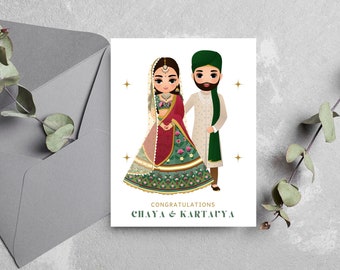 Hindu Wedding Day Card | Personalized Wedding Card | Indian Wedding Day Cards | Traditional Couple Wedding Card | Indian Wedding Gift Card