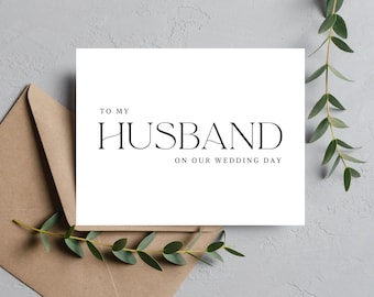 To My Husband On Our Wedding Day Notecard | Wedding Day Card For Husband | Happy Wedding Day Card | Wedding Day Gift Card For Hubby