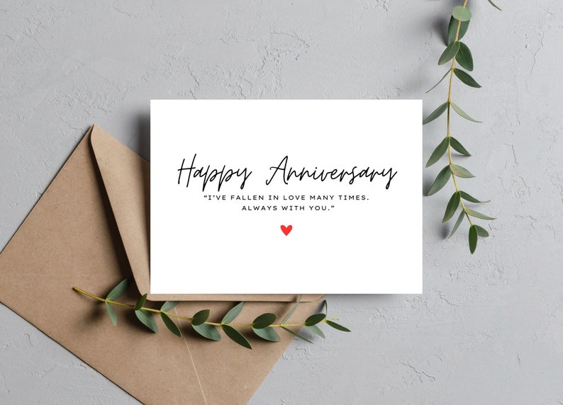 Minimalist Anniversary Card | Anniversary Greeting Card | I Have Fallen In Love Many Times Always With You | Romantic Anniversary Card