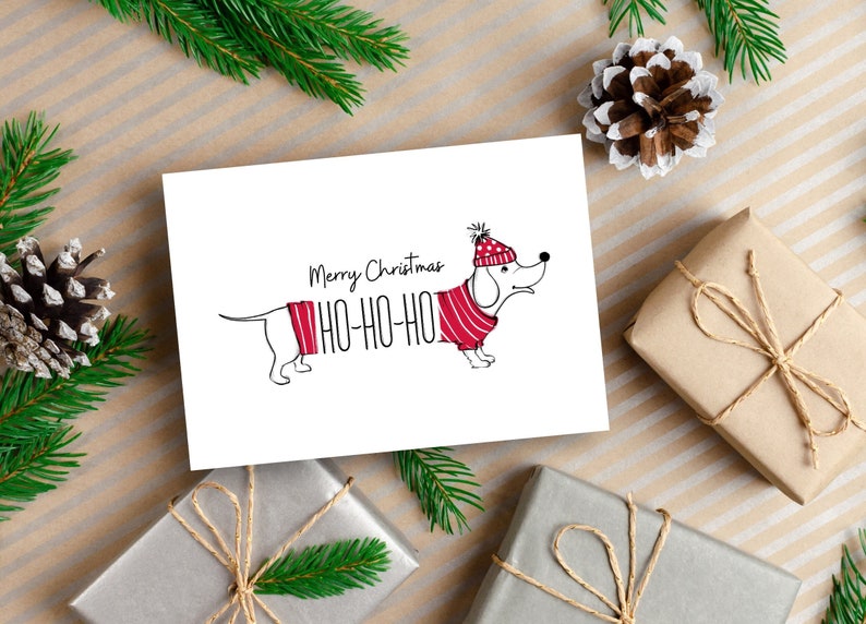 Dog Christmas Card | Merry Christmas Card | Seasonal Greetings | Happy Holidays Cards | Ho Ho Ho Greeting Card | Dog Lovers Christmas Card