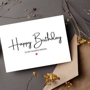 Happy Birthday Greeting Card | Favorite Person Birthday Card | A2 Size Greeting Cards | Birthday Card for Husband, printable birthday card, boyfriend birthday card, mom birthday card, friend birthday card, sister birthday